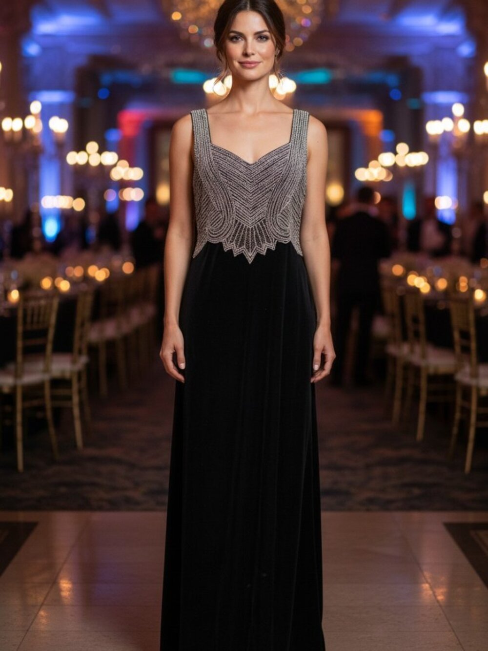 Sténay Black Beaded Sleeveless Evening Maxi Dress Size 14